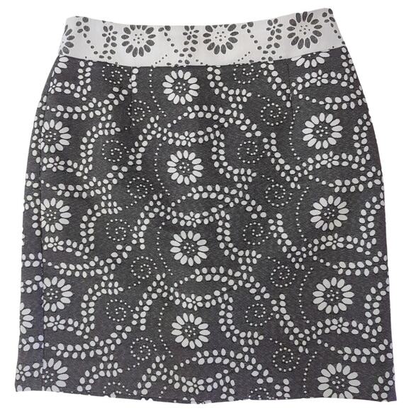 Banana Republic Gray & White Floral Dots Pencil Skirt Lined Women's petite sze 0 - Picture 1 of 6
